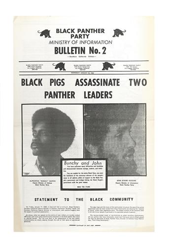 BOBBY SEALE, HUEY NEWTON ET AL. Assassination * Black Pigs Assassinate Two Panther Leaders.